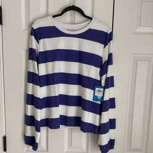 Columbia Navy and White Striped Long Sleeve Tee